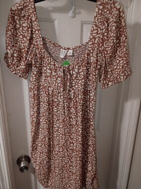 Roxy Rust  and Cream  Floral Mini Dress